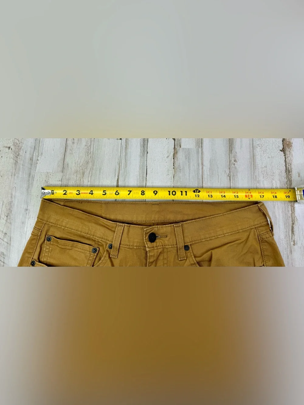 Levis 505 Pants Jeans Men 34x33 Denim Stretch Tan Straight